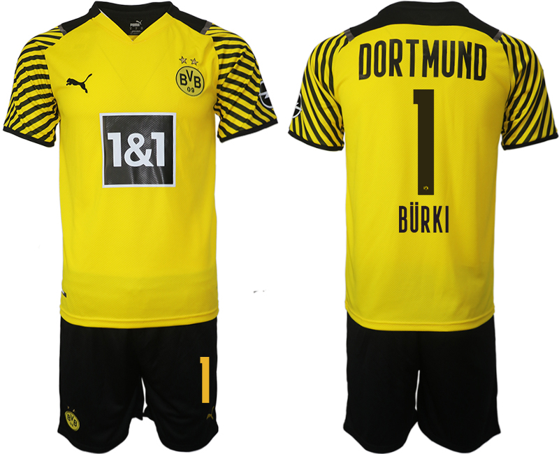Men 2021-2022 Club Borussia Dortmund home #1 yellow Soccer Jersey->borussia dortmund jersey->Soccer Club Jersey